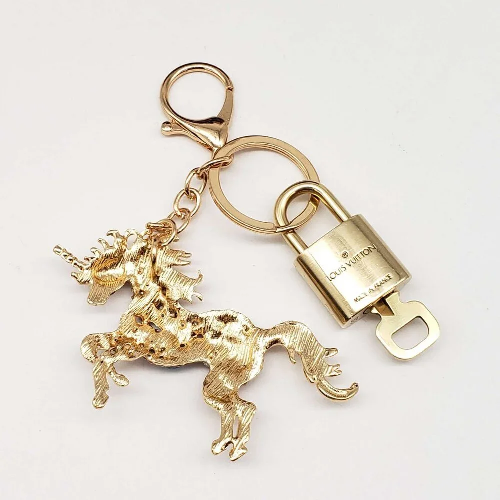 Authentic Louis Vuitton Gold Lock & Key ✨ Bag Charm Unbranded Horse Keychain